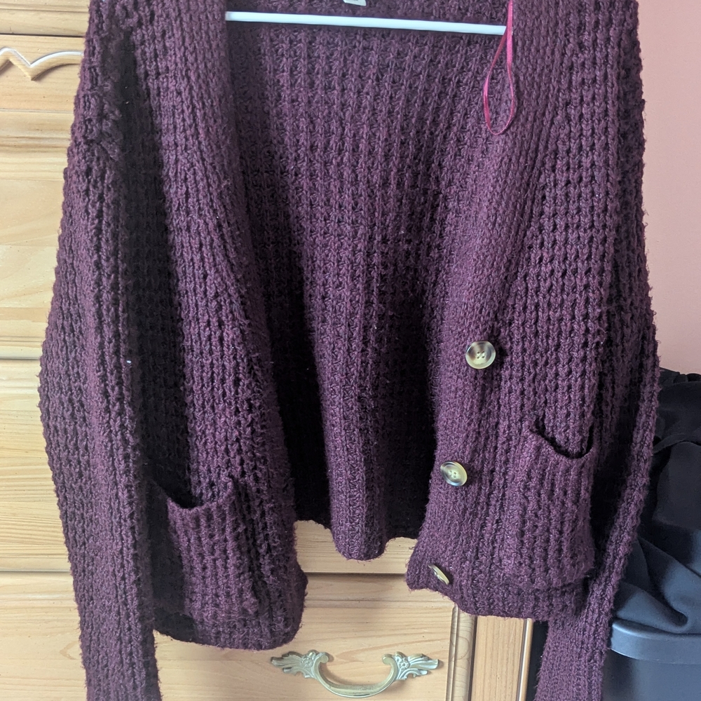 a.n.a Deep Burgundy Cardigan Sweater